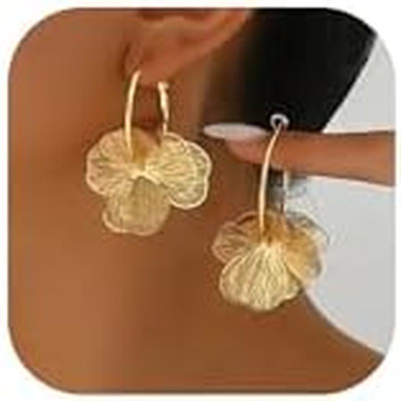 Bông Tai Hoa Vàng Style Boho, Phù Hợp Prom và Cưới