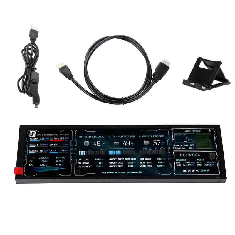 Màn hình LCD dải dài 8,8 Inch mới 1920 * 480 HD-MI Bảng điều khiển Màn hình thứ cấp AIDA64 Màn hình 