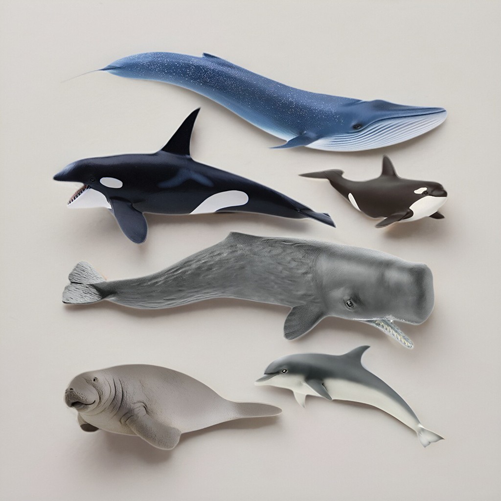 Đức Schleich Schleich Cá Voi Xanh Sát Thủ Cá Voi Lan Rộng Cá Voi Cá Heo Manatee Nhựa Biển Động Vật Đ