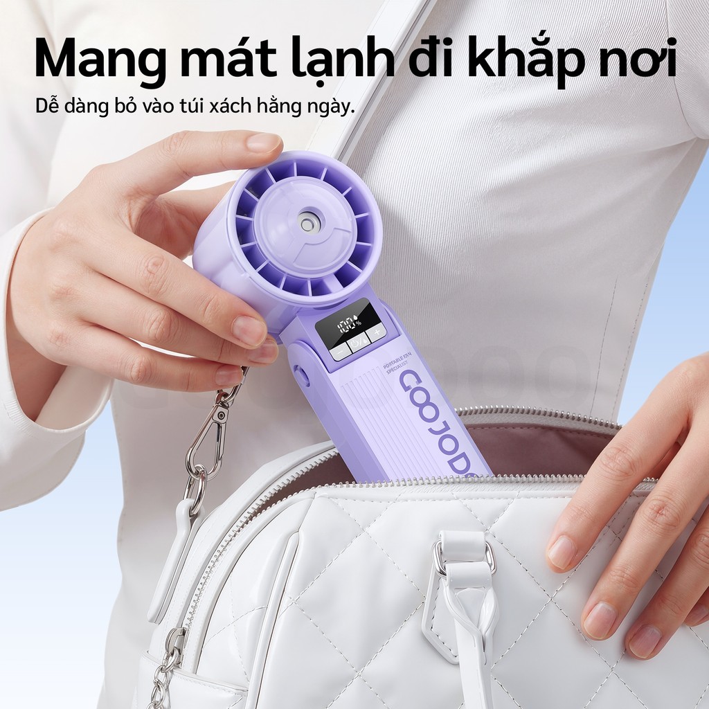 Quạt Phun Sương Turbo GOOJODOQ, 100 Tốc Độ, Pin 3600mAh (11.5H), Gió Mạnh,Xoay 180° điều chỉnh | BigBuy360 - bigbuy360.vn