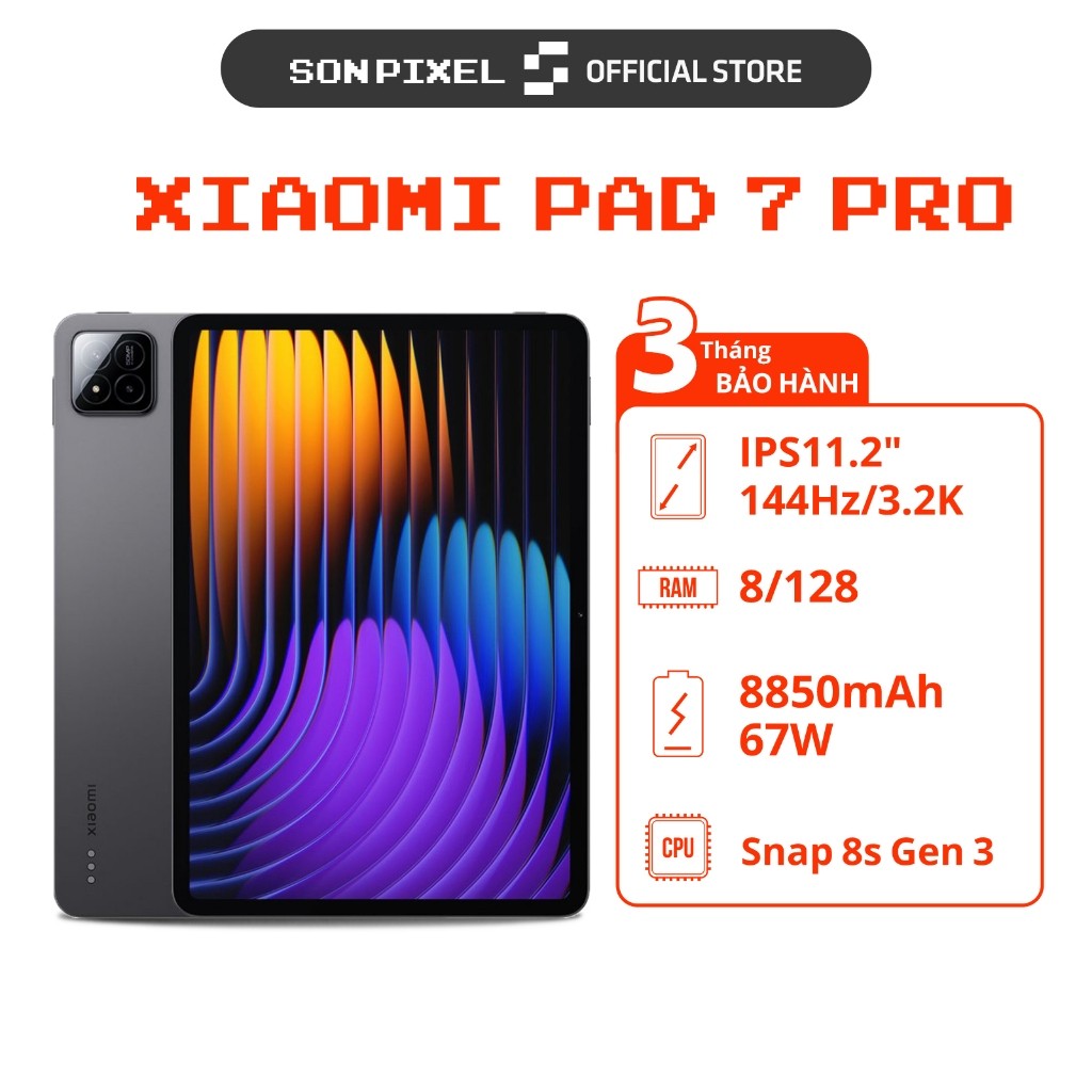 [Máy Cũ] Xiaomi Pad 7 Pro, Chip Snapdragon 8s Gen 3, Màn Hình 11.2 Inch, Pin 8850mAh. SonPixel