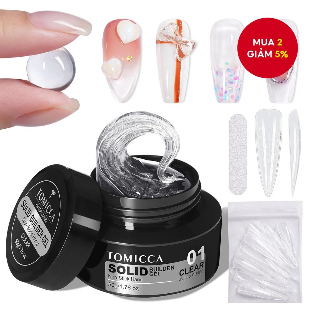 Gel cứng 3D TOMICCA 50g cho móng tay, gel nặn tạo hình móng 3D, gel cứng không dính, gel điêu khắc, 