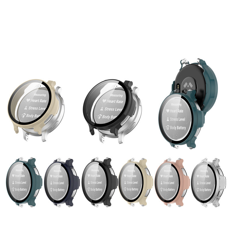 Ốp PC cứng siêu mỏng Kính cường lực bảo vệ màn hình Vỏ bảo vệ cho Garmin Lily 2 Lily2 Active