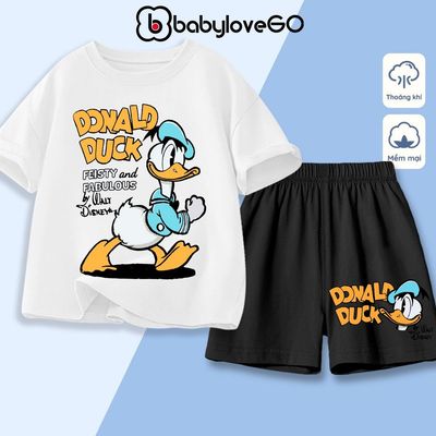 Bộ quần áo cho bé trai BabyloveGO, set đồ thun cotton in hình Mickey cho bé 1-10 tuổi AQ-MK13