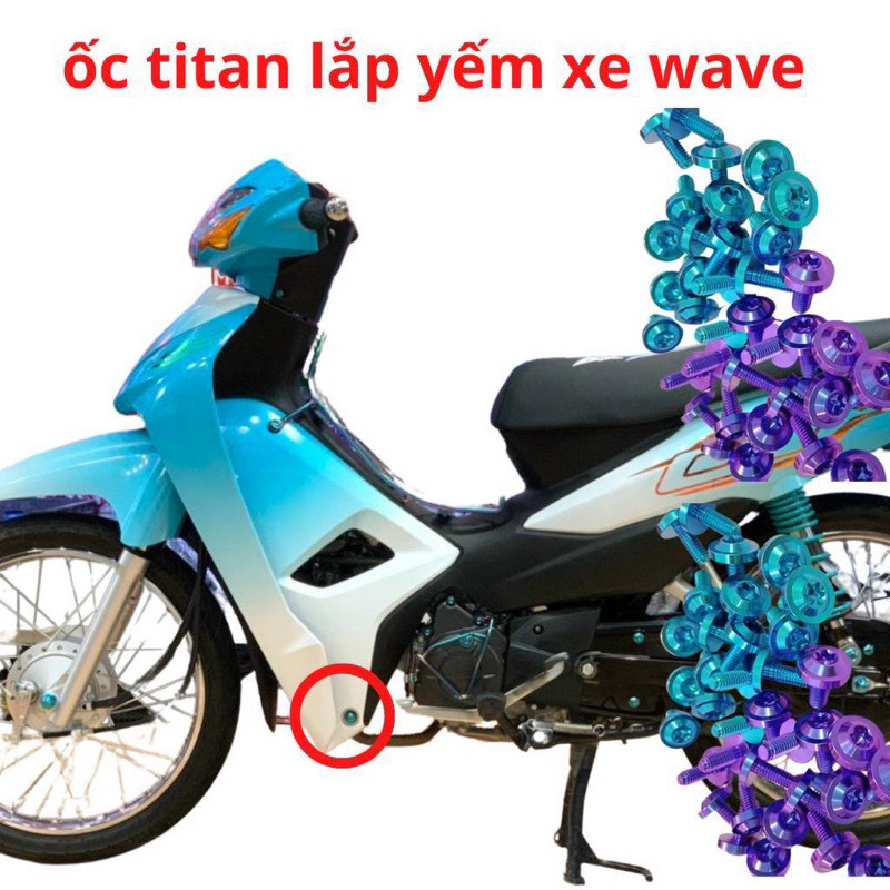Ốc Titan Gr5 Và Salaya Gắn Yếm Dưới cho các dòng xe Wave 50-100-110, Wave Blade, Rsx. Siêu Đẹp