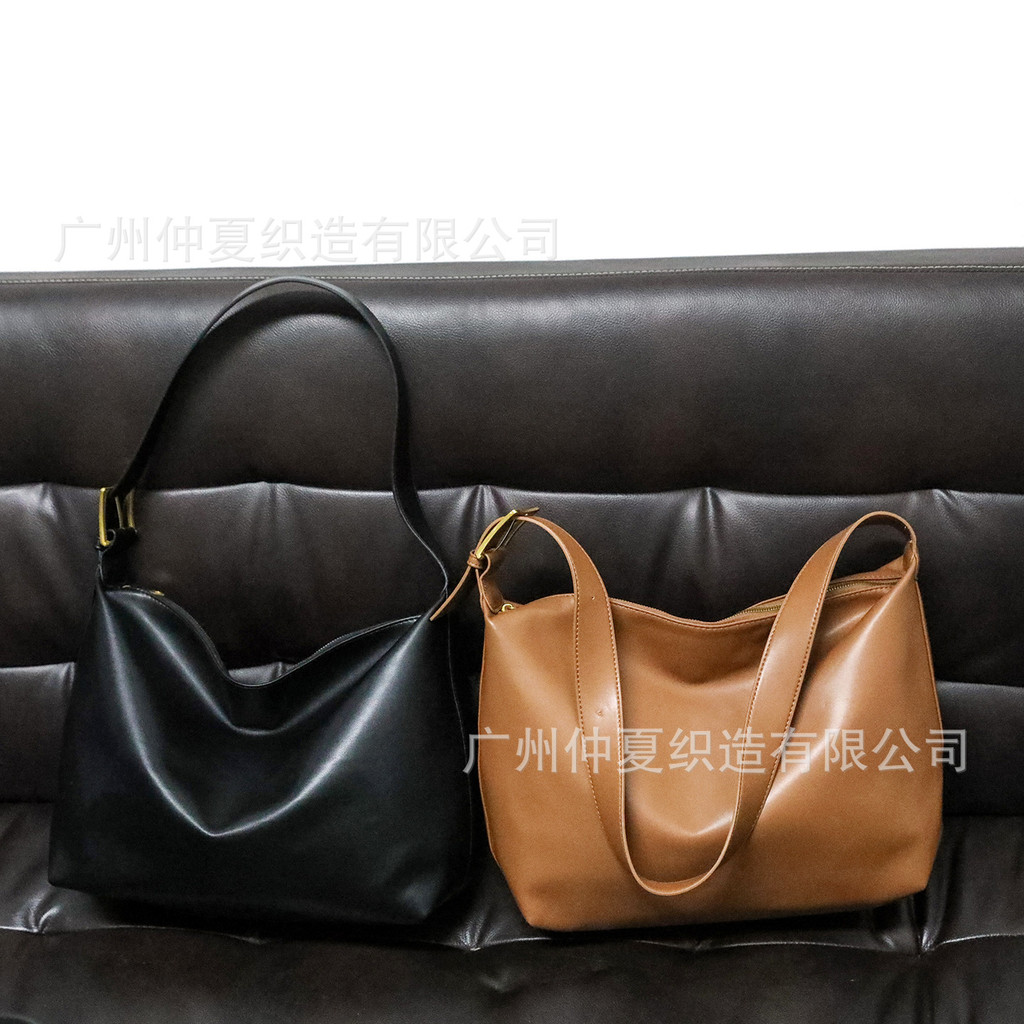 Authentic women's shoulder bag, underarm bag, soft large bag, minimalist style, large capacity tote 