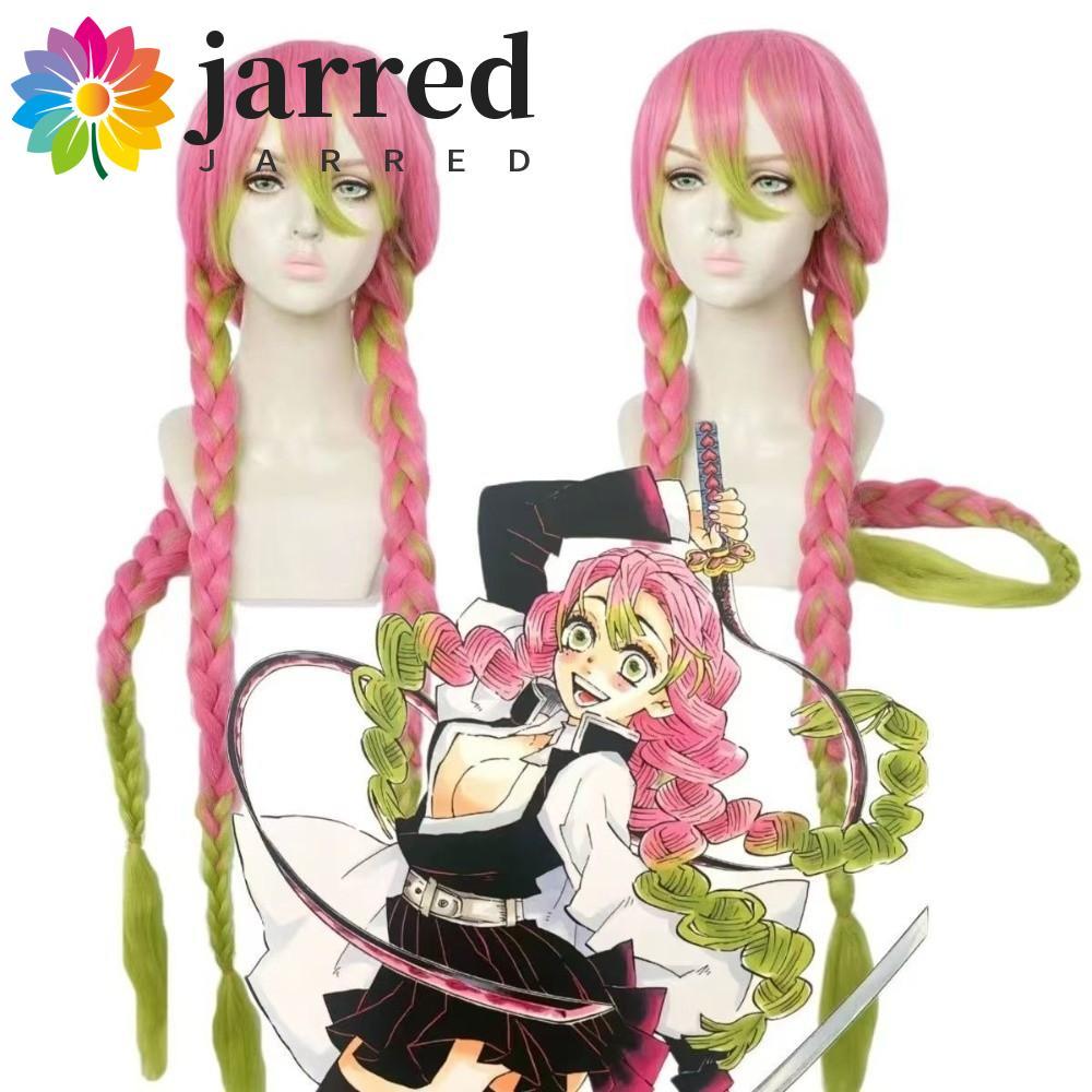 Jarred Kanroji Mitsuri Cosplay - Tóc giả anime chống nhiệt, màu xanh và hồng, phù hợp cho hội nghị