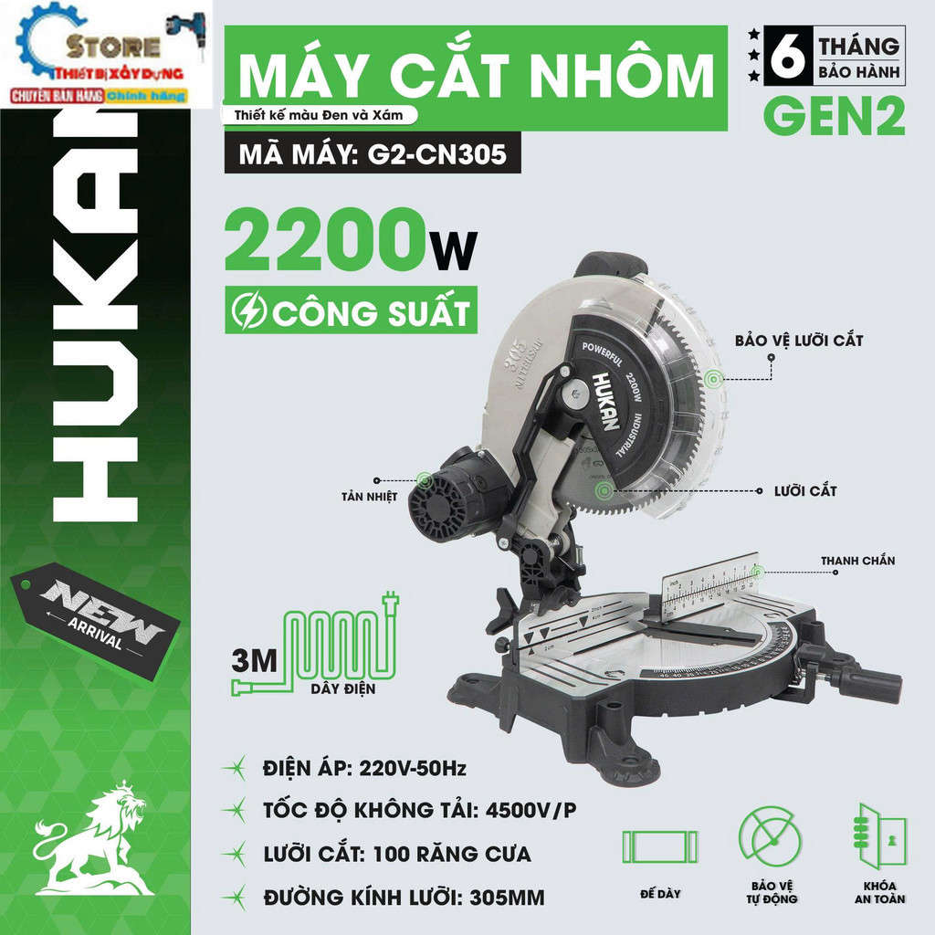 Máy Cắt Nhôm HUKAN G2-CN305 2200W (GEN2) LƯỠI  305 Store thiết bị dekton