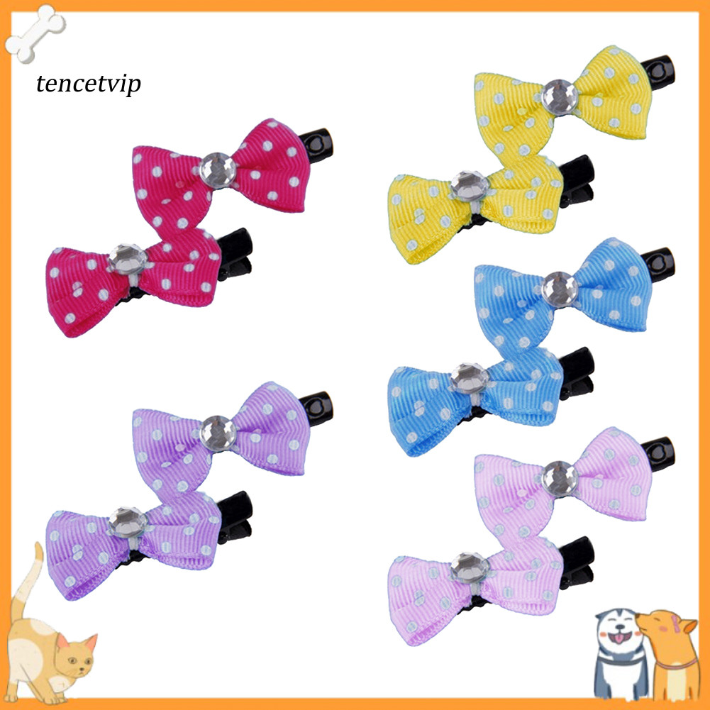 Vip 10 Cái / gói Mini Dễ Thương Nơ Thú Cưng Chó Mèo Kẹp Tóc Quyến Rũ Ruy Băng Nơ Kẹp Tóc