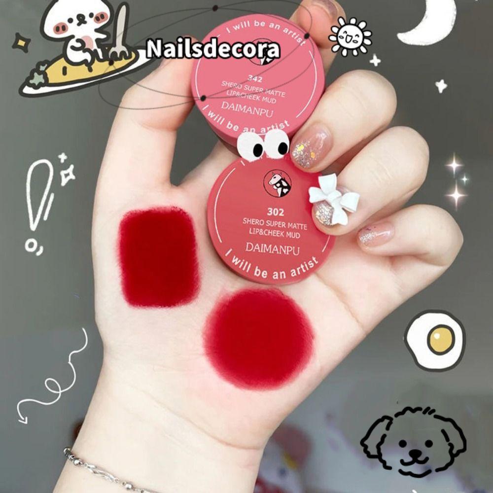 NAILS Lip Clay, Lọ Sắc Tố Nhỏ Di Động Lip Mud, Có Cọ Nhung Matte Lip Glaze Cosmetics