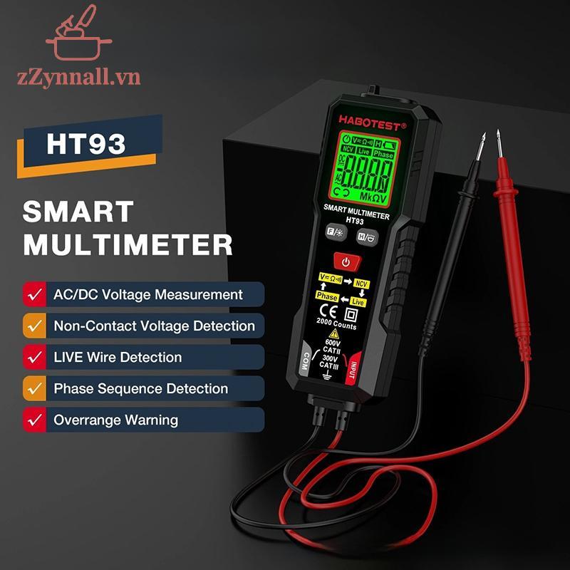 ZZynall 1 Cái Điện Áp AC / DC Điện Áp Đo Liên Tục HT93 Đồng Hồ Vạn Năng Kỹ Thuật Số Thông Minh NCV Đ