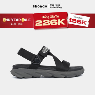  Giày Sandals Nam Nữ Shondo F6 Quai Xoay Đế Xám Phối Đen F6S1212 