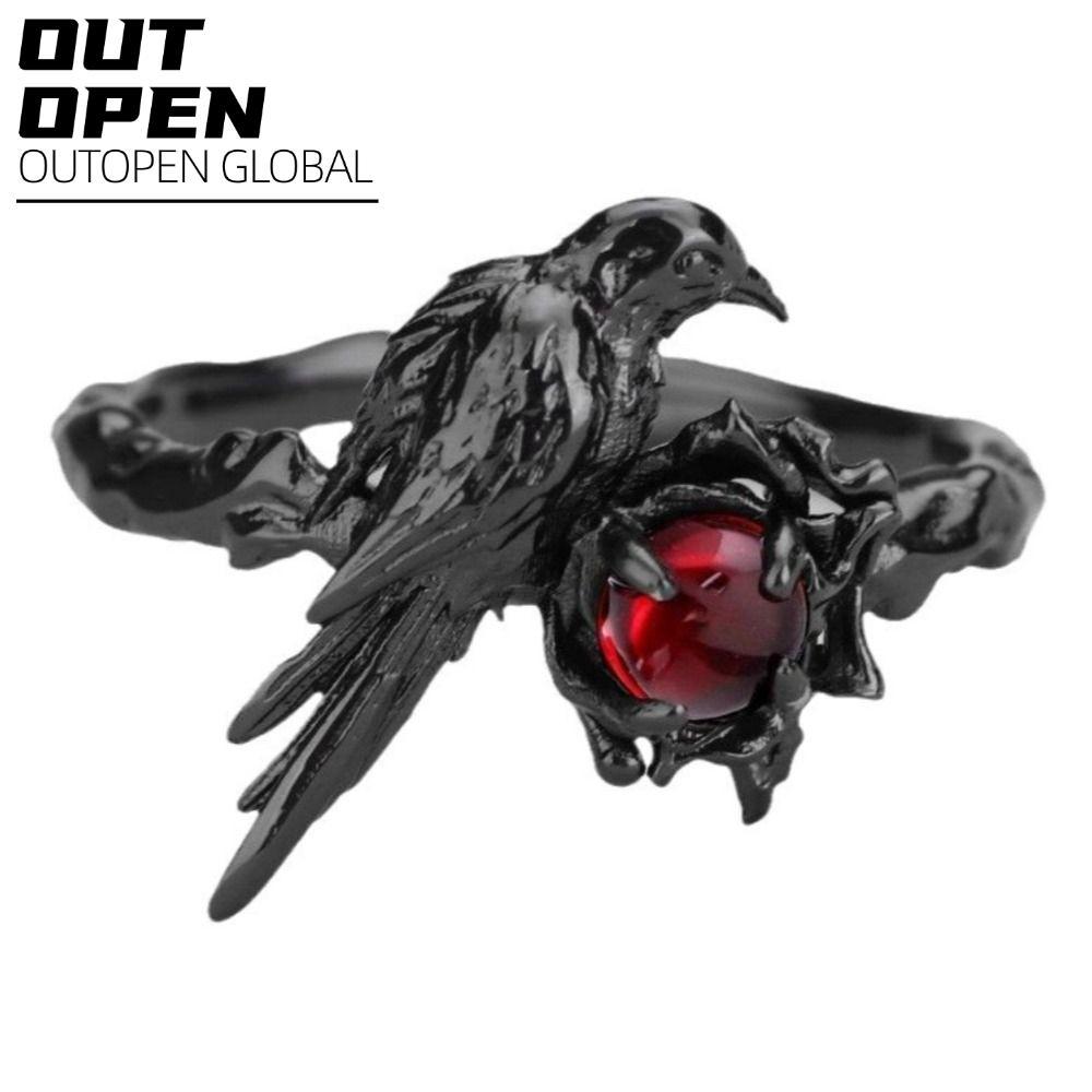 OUTOPEN Nhẫn Raven đen Cosplay, phụ kiện thời trang có thể điều chỉnh, quà tặng lý tưởng
