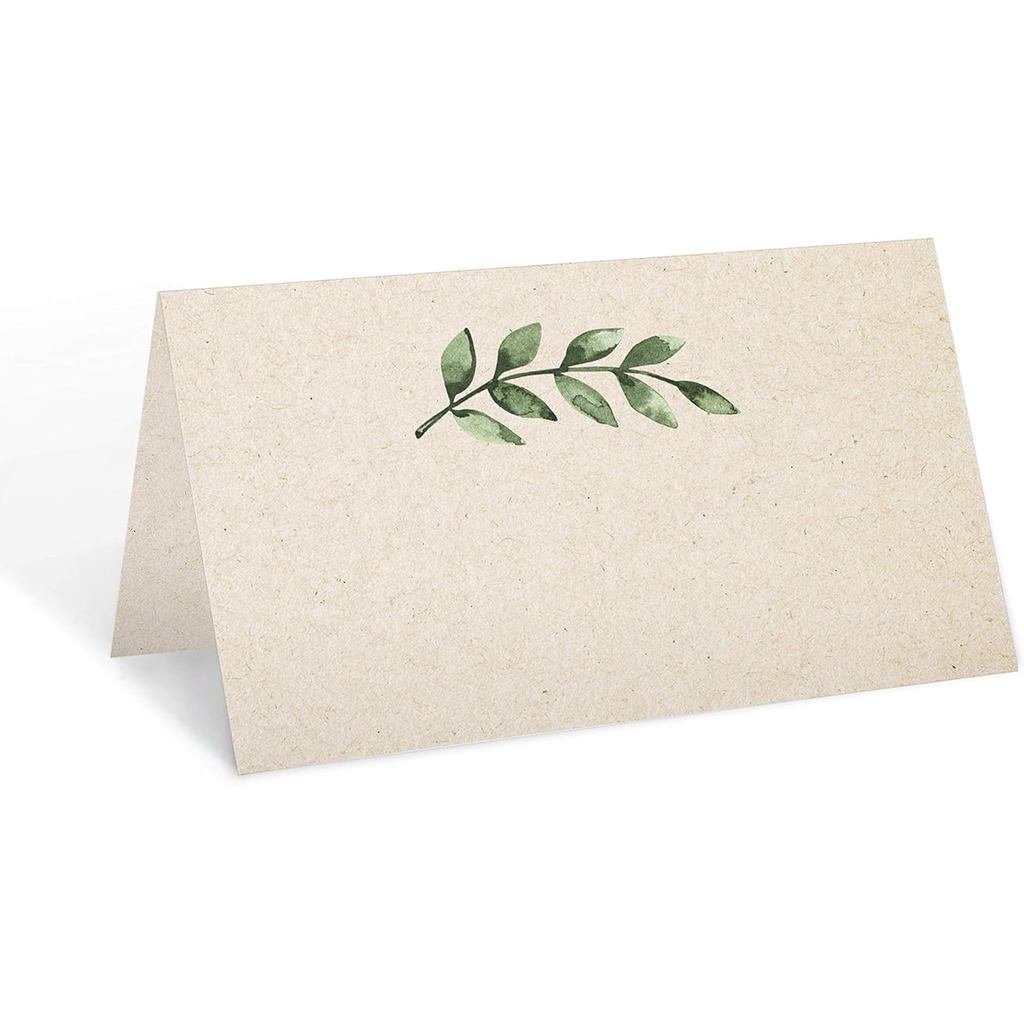 321Done Greenery Place Cards, Sản xuất tại Mỹ - 3.5x2, Thẻ lều trống cho tên Bàn ăn Đặt tiệc ăn tối 