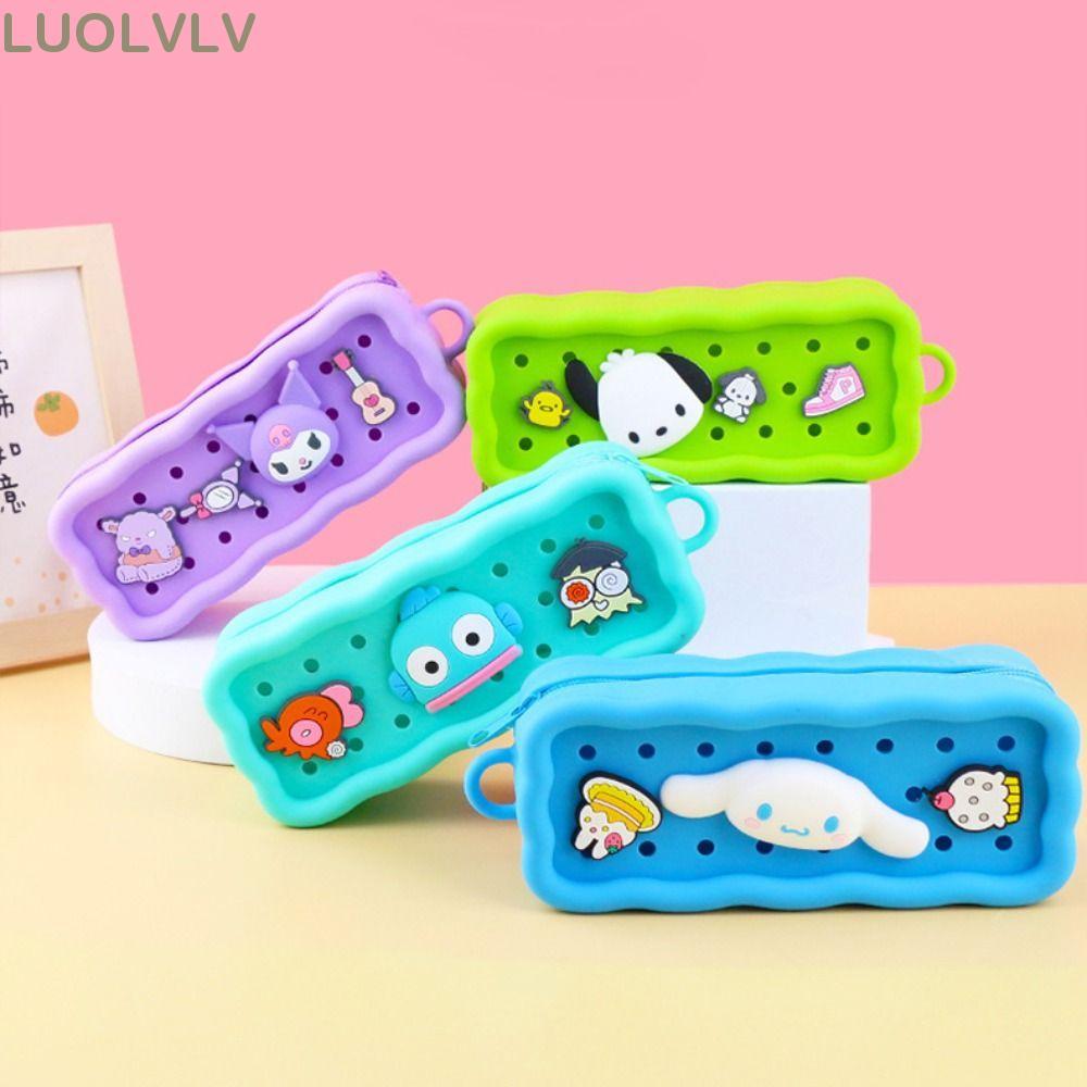 LUOLLV Sanrio Hole Pencil, Hole Cartoon Melody Pochacco Pencil Bag, DIY Silicone Đồ dùng văn phòng p