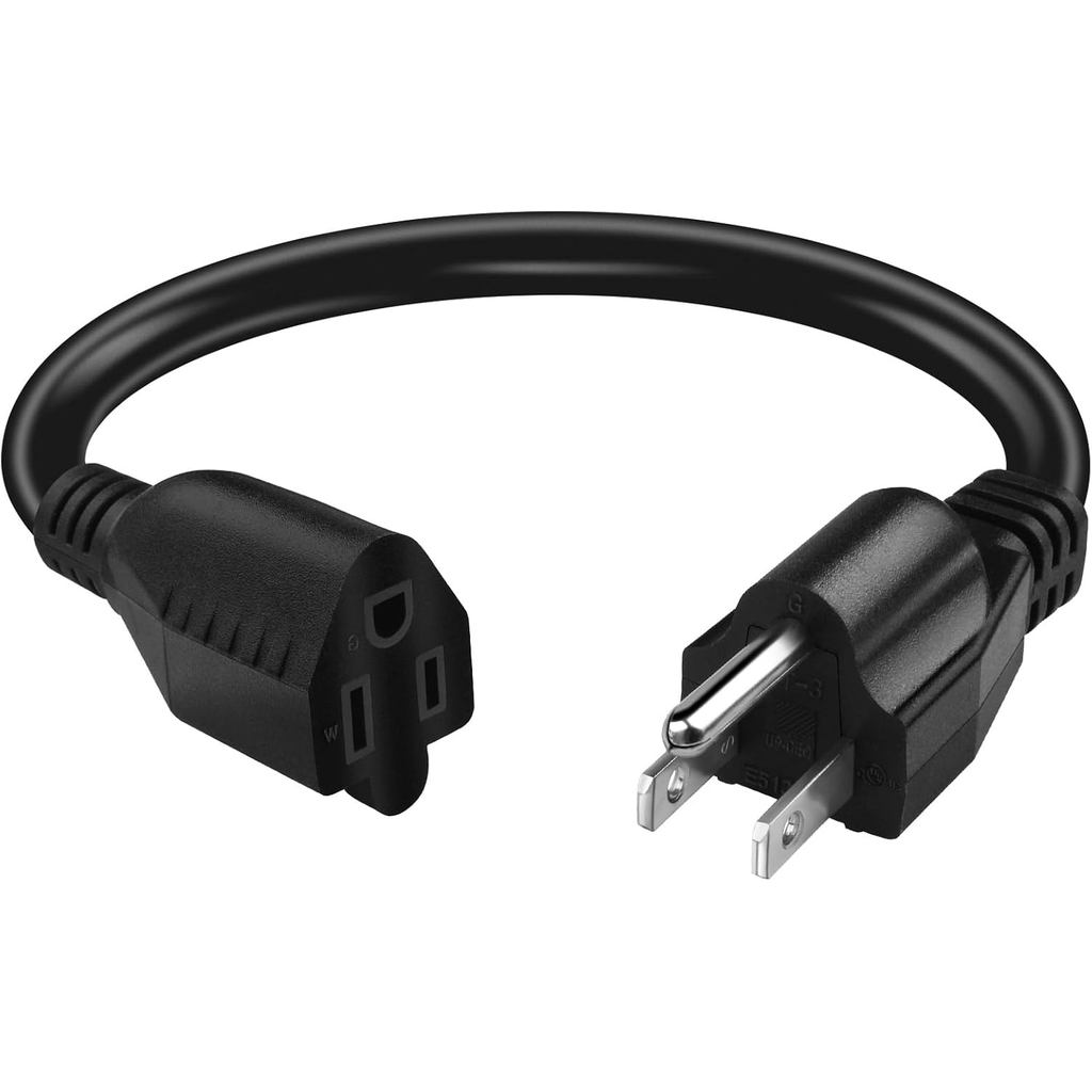 Dây nối dài nguồn ngắn, 16AWG / 13A, Bộ tiết kiệm ổ cắm, 3 đầu cắm nam sang ổ cắm nữ Cáp mở rộng ngu