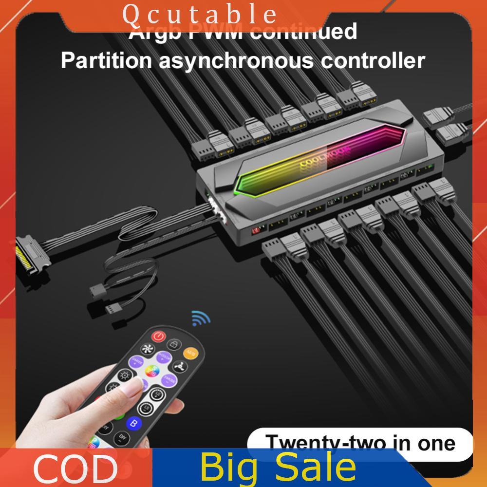 ARGB và PWM HUB 5V / 3PIN ARGB Ốp lưng Hub quạt với cáp cấp nguồn SATA từ xa Bộ điều khiển ARGB Bộ đ