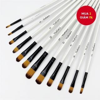  Bộ cọ Filbert 12 chiếc Cọ nghệ sĩ cho sơn acrylic sơn dầu màu nước gouache bộ dụng cụ vẽ chuyên nghiệp với đầu nylon tổng hợp màu trắng 