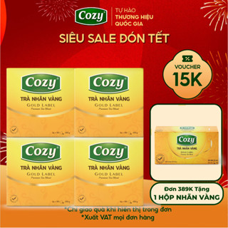  Combo 4 Hộp Trà Đen Nhãn Vàng Cozy 100 Túi Lọc  Không HS  Dùng Pha Chế Trà Chanh Trà Tắc Trà Sữa 