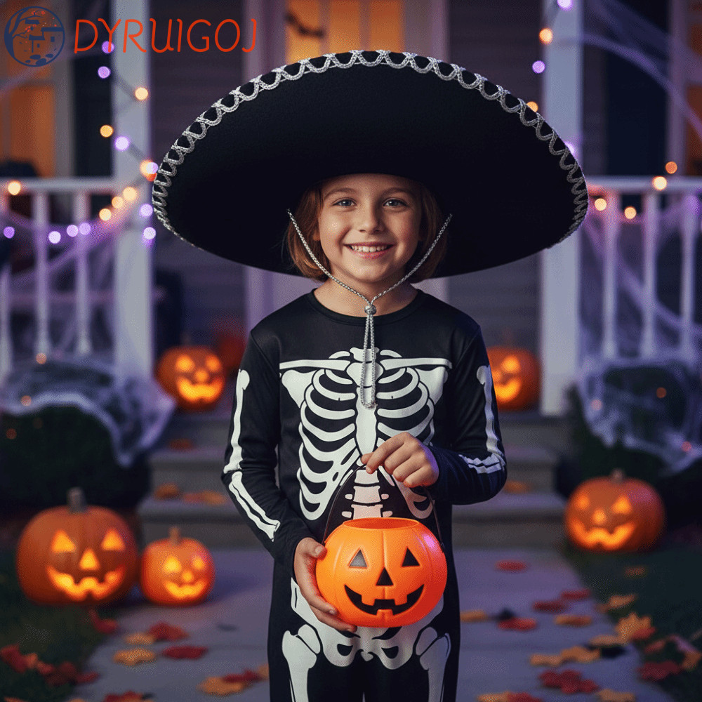 DYRUIDOJ Mũ Mexico trẻ em, Mũ trang phục ngày lễ biểu diễn sân khấu màu đen cổ điển, Carnival Magici