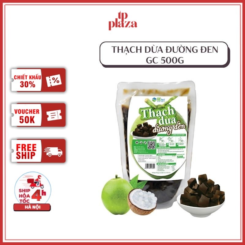 Thạch Dừa Caramel Đường Đen Thanh Trùng GC Food Túi 500g
