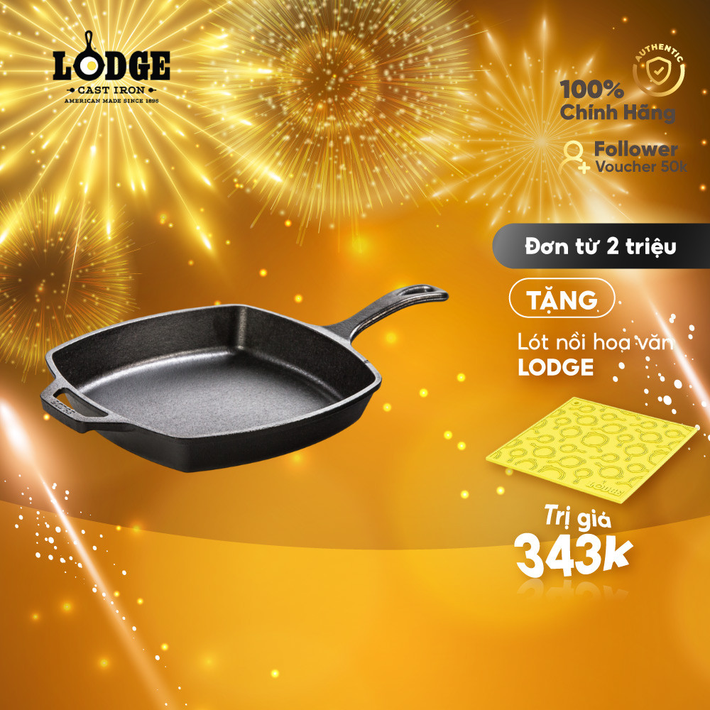 Lodge - Chảo gang hình vuông - 26cm