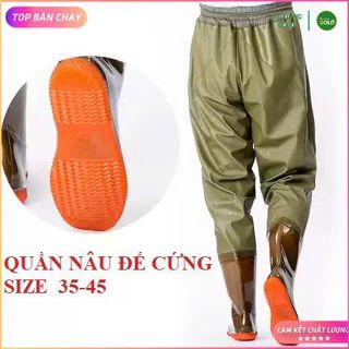  {LOẠI 1} Quần Ủng NÂU Lội Nước Đế Cứng Thế Hệ Mới Ủng Bảo Hộ Lao Động Dày Cao Cấp 2 Lớp 