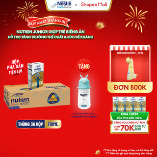   Tặng Bình Nước  Thùng 36 Hộp Sữa Pha Sẵn NESTLÉ NUTREN JUNIOR Thụy Sĩ Công Thức BIG Tăng Trưởng 110ML 