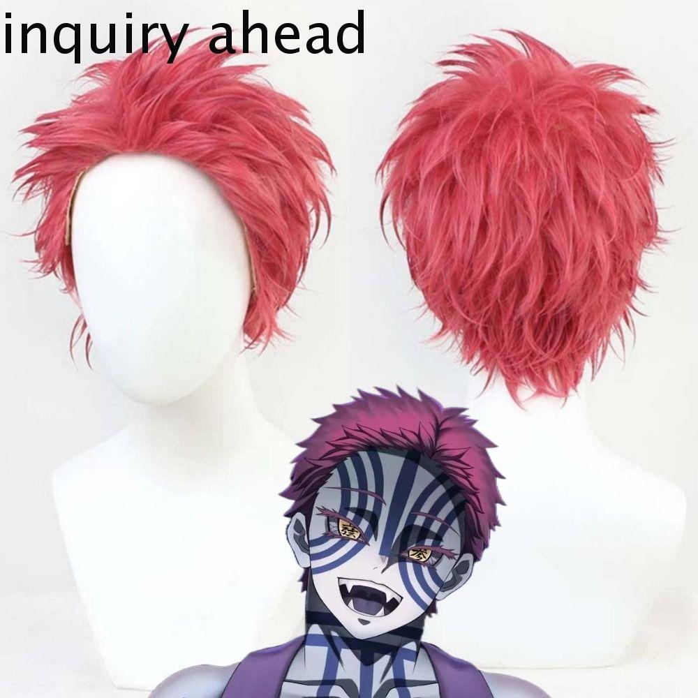 Tóc giả cosplay Akaza, lông tơ tự nhiên cho Demon Slayer và Halloween