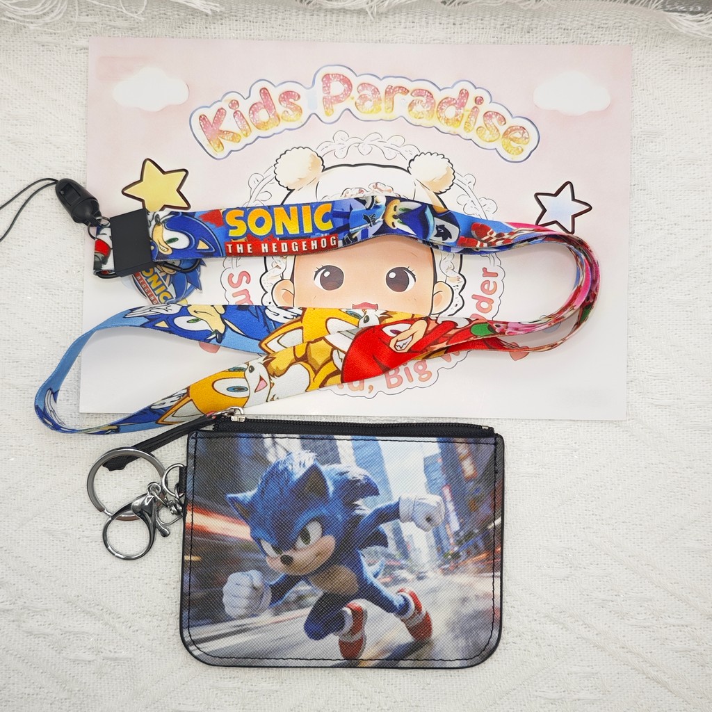 Ví Sonic Hedgehog Cho Bé Trai Bóp Đựng Tiền Xu Đa Chức Năng Ngăn Đựng Thẻ EZ-Link Da PU Chống Nước C