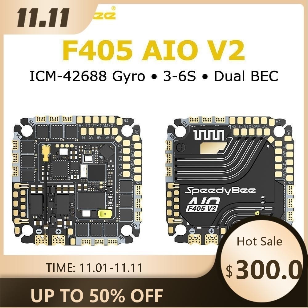 Bộ điều khiển chuyến bay SpeedyBee F405 AIO V2 35A 40A ESC 2IN1 ICM-42688 Gyro 3-6S Dual BEC Hỗ trợ 