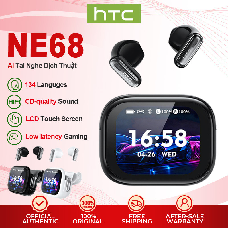 HTC NE68 AI Tai nghe dịch thuật LCD Tai nghe Bluetooth không dây đa chức năng V6.0 Độ trễ thấp | BigBuy360 - bigbuy360.vn