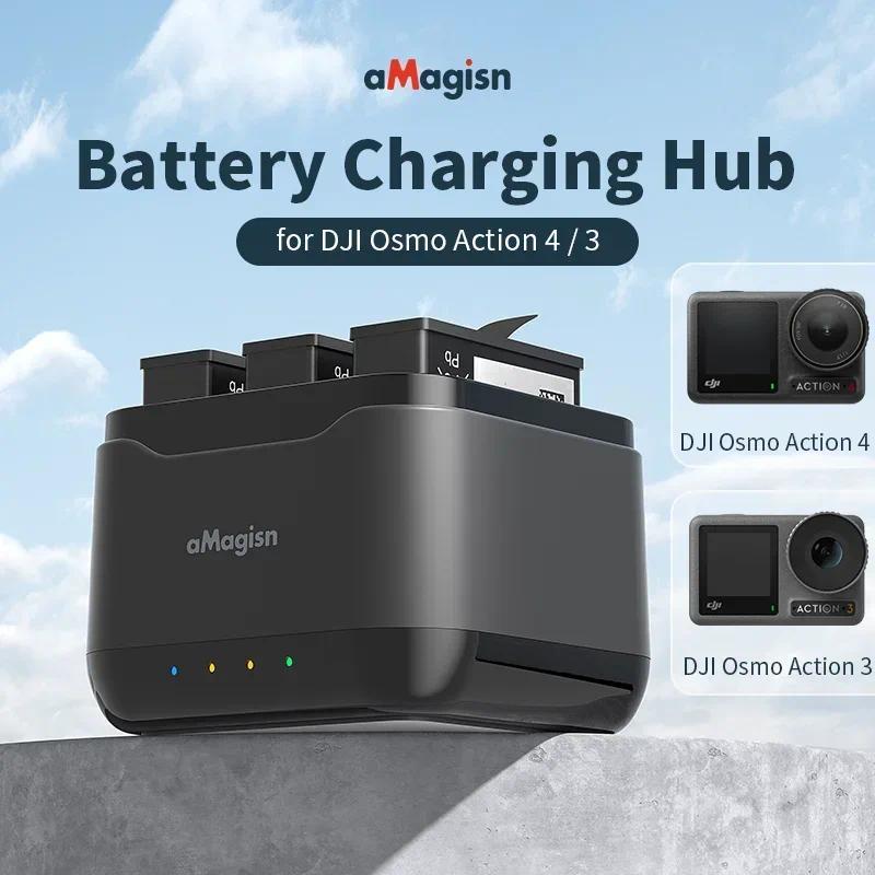 Dành Cho DJI Osmo Action 4 / 3 Pin Sạc Trung Tâm Sạc Giá Đỡ Máy Ảnh Thể Thao Phụ Kiện