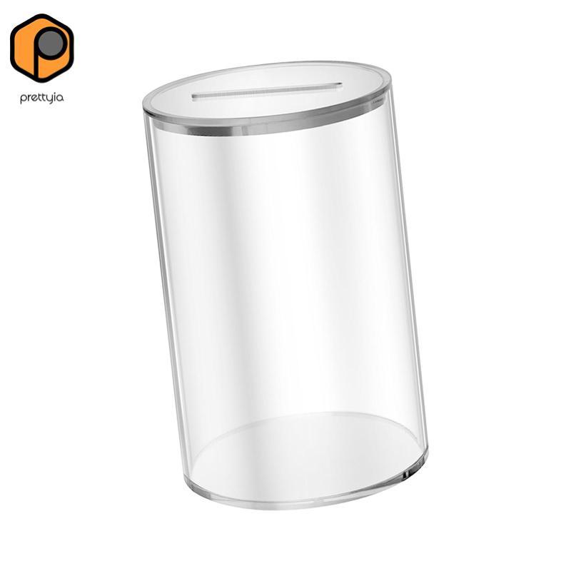 Hộp tiết kiệm tiền Acrylic Tiết kiệm trong suốt Lọ đựng tiền xu Hộp đựng tiền tròn