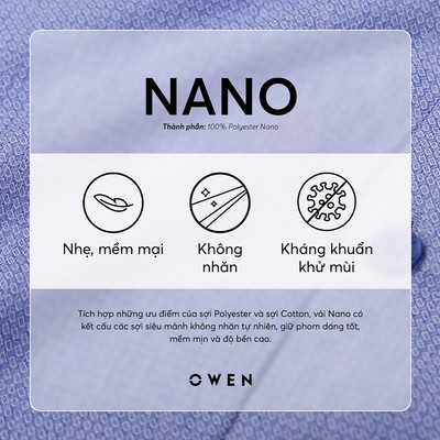 Owen - Áo sơ mi dài tay Regular Fit AR240615DT màu Xanh chất liệu Nano
