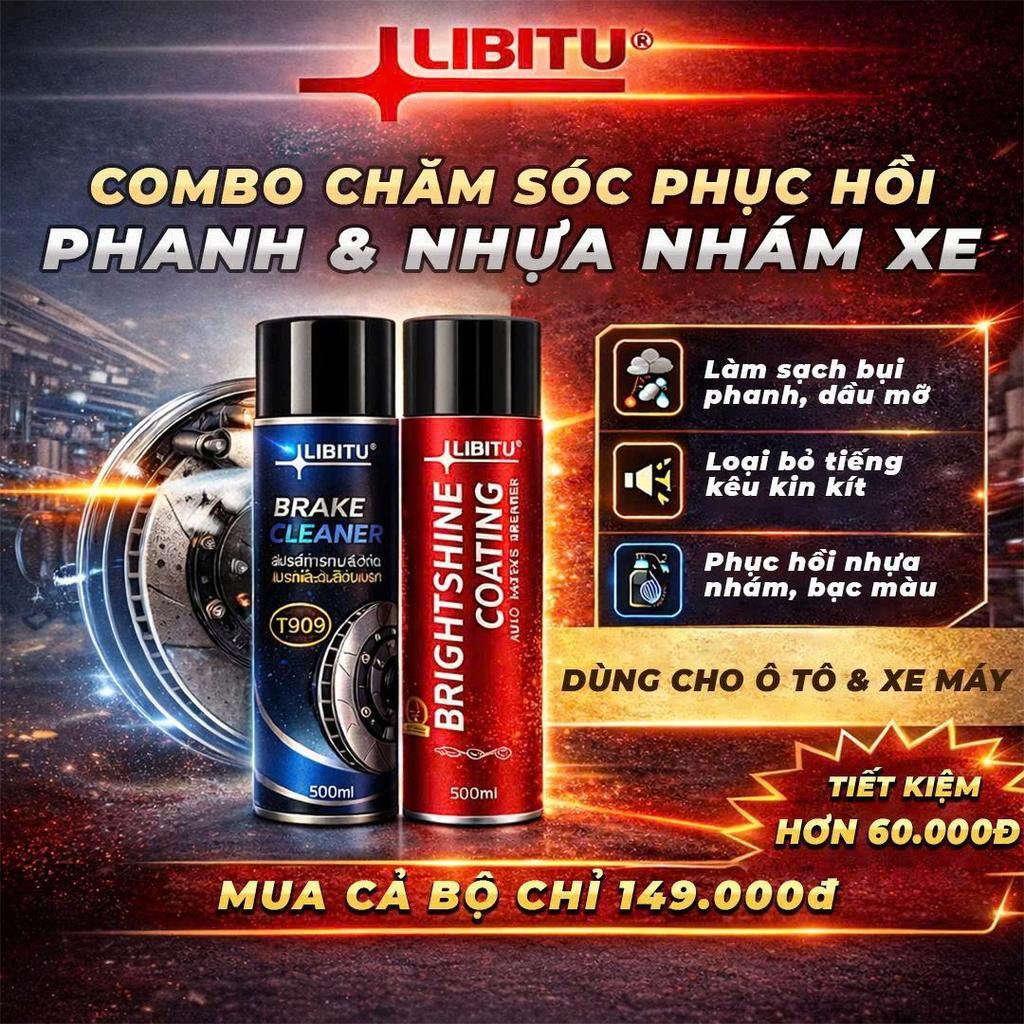 [LIBITU] Siêu Phẩm Combo 500ML: Phục Hồi Nhựa Nhám Chuyên Sâu & Vệ Sinh Phanh Cực Mạnh