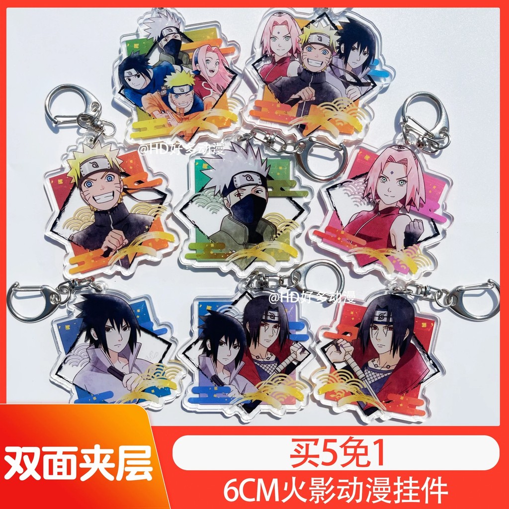 Móc khóa Naruto Anime Mica Acrylic trong suốt mẫu Naruto Sasuke Kakashi Itachi Sakura phụ kiện trang