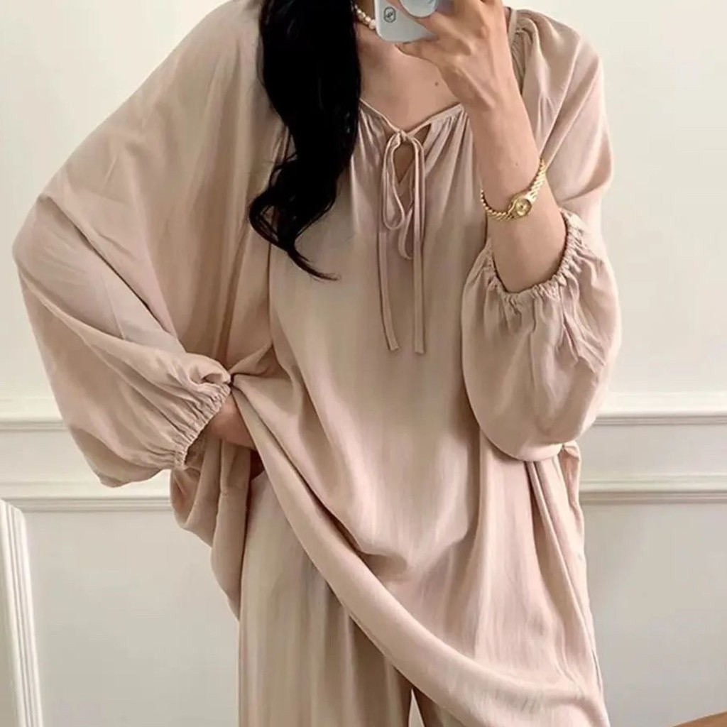 Shop Quốc Gia Hợp Thời Trang Cotton Polyester Homewear Jiangnan Series Nhỏ Lười Dài Tay Phù Hợp Với 