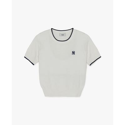 MLB - Áo dệt kim nữ cổ tròn tay ngắn Varsity_3FKPV0763-50IVS