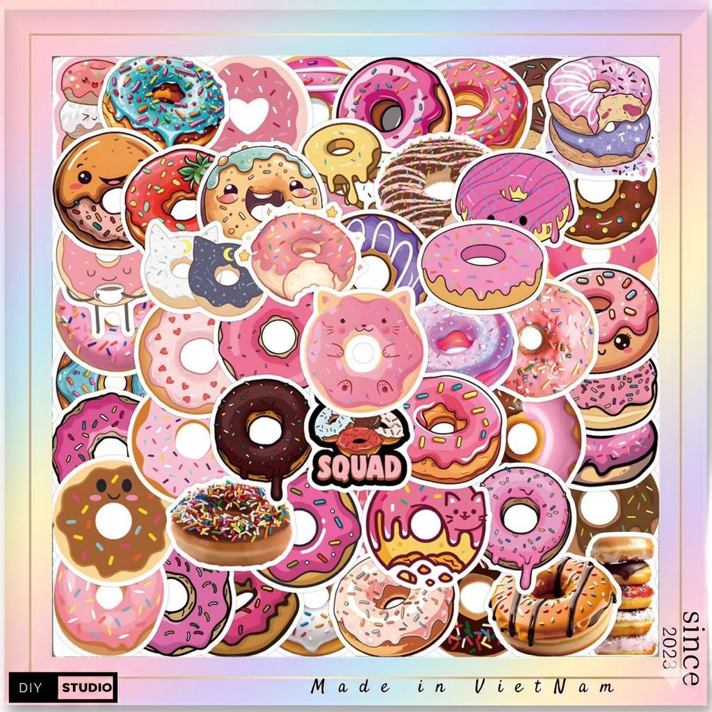 100 sticker bánh donut