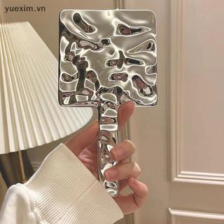 Ins Hình Dạng Lỏng Gương Vuông Cầm Tay Để Bàn Mỹ Phẩm Gương Trang Điểm Du Lịch Kim Loại Di Động Gương Làm Đẹp