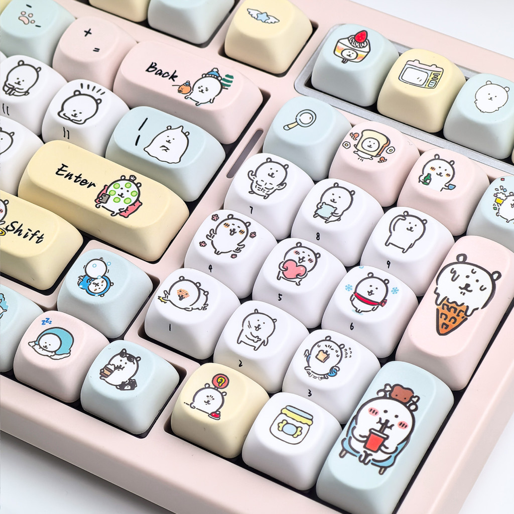 Joke Bear Keycap MOA Profile 130 Phím PBT Dye Thăng Hoa Aula F75 F99 RK100 Keycaps Cơ Hình Tròn Hoạt