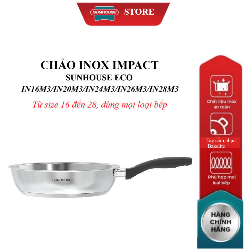 CHẢO INOX ĐA LỚP SUNHOUSE  IN16M3/IN20M3,/N24M3/26M3/28M3