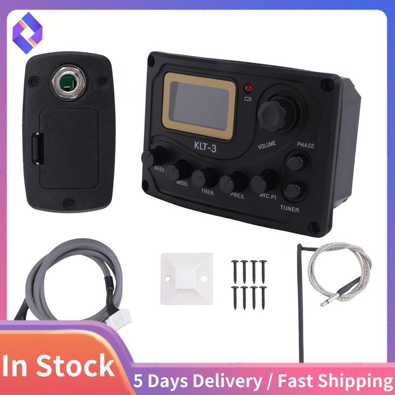 4 Band EQ Equalizer -3 Acoustic Guitar EQ Preamp với Digital Tuner Guitar Pickup