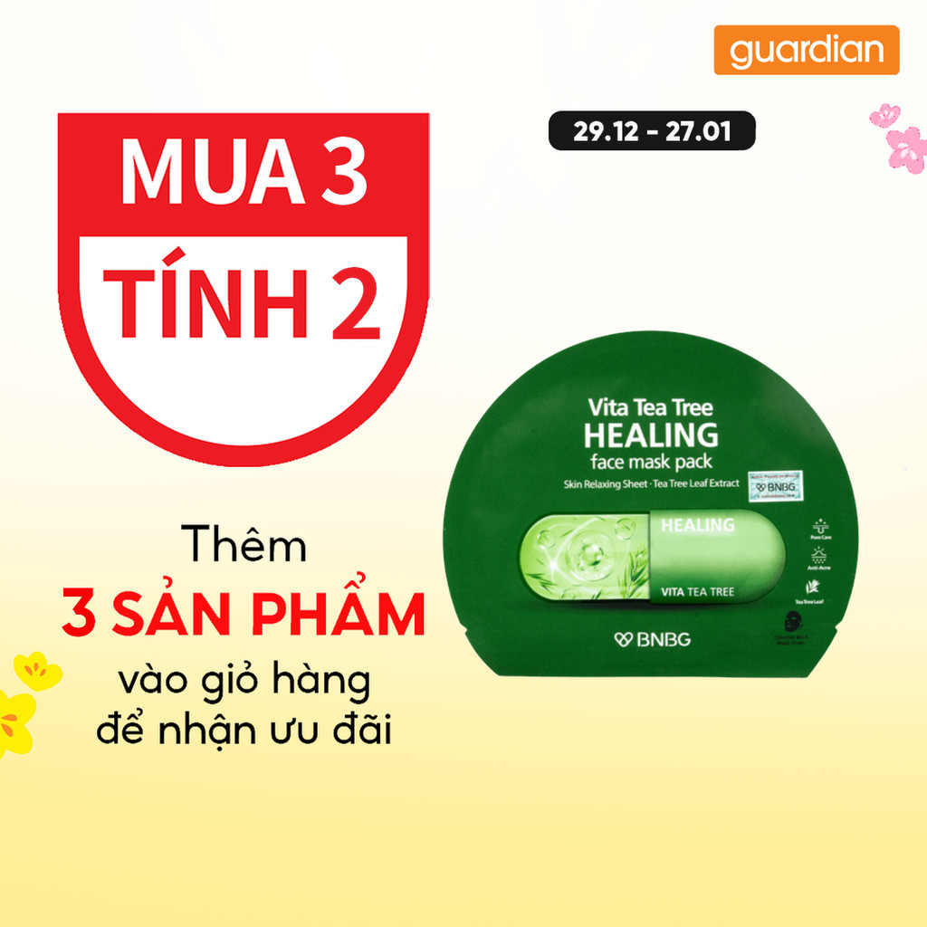 Mặt Nạ Tràm Trà Hỗ Trợ Thải Độc Da Giảm Mụn Vita Tea Tree Healing Face Mask Pack BNBG 30ml