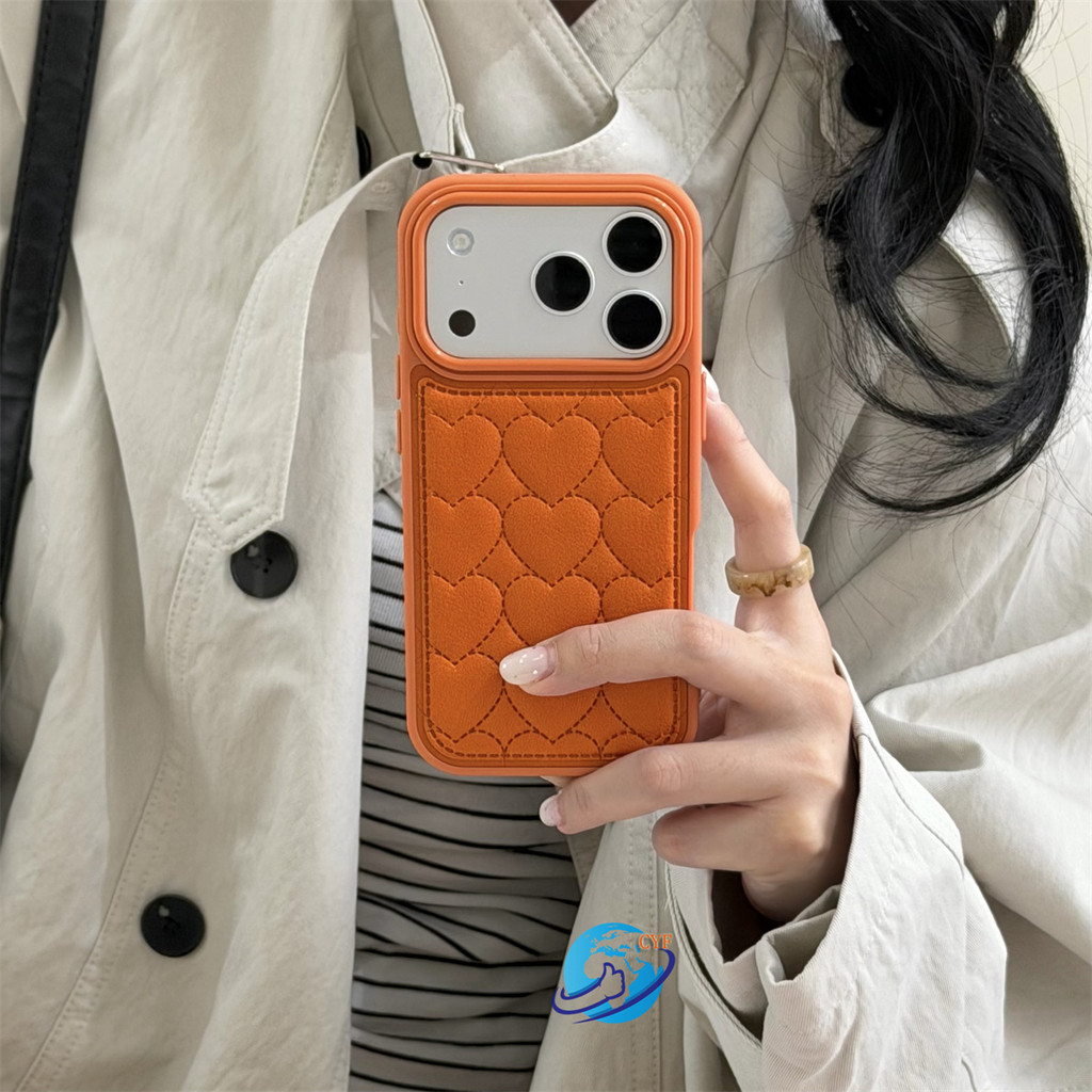 Ốp điện thoại chống sốc cứng bằng da Pu cho iPhone 13 14 15 16 Pro Max 17 Pro Case Love Heard