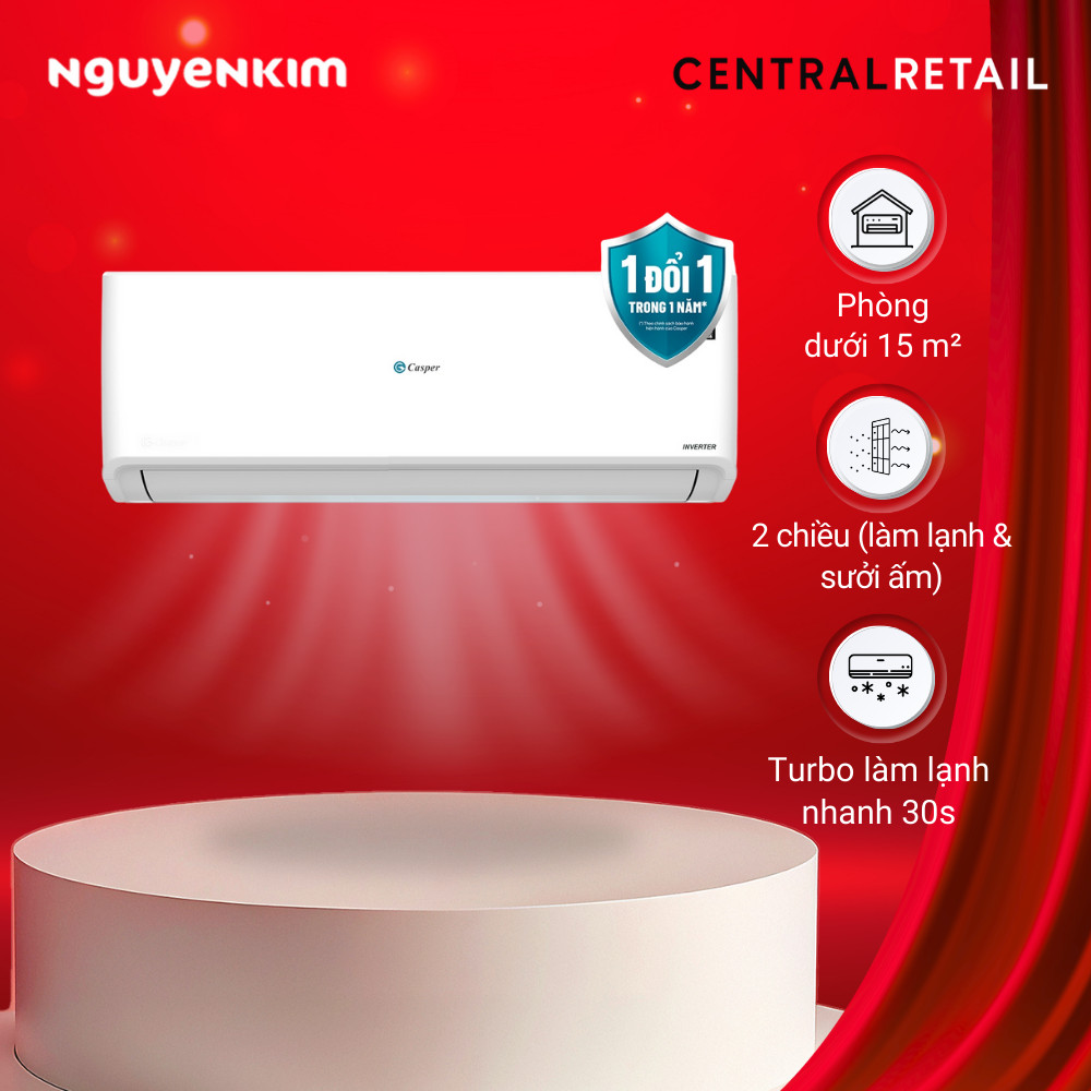 [Lắp đặt 0đ] Máy lạnh Casper Inverter 2 chiều 1 HP GH-09IS33