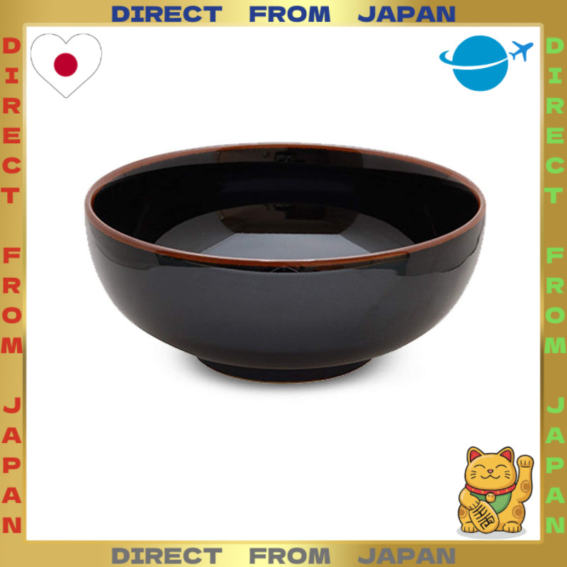 【DIRECT FROM JAPAN】Hakusan Porcelain 6-inch Shallow Donburi Bowl Black Φ18 x 8 cm 1250 ml Tenmoku Ha