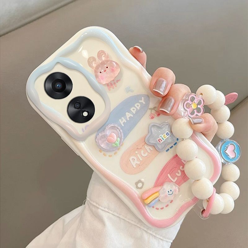 A58 A58X Ốp điện thoại họa tiết kem đầu thỏ ba chiều PHJ110 Vỏ bảo vệ toàn diện Vỏ mềm dành cho nữ