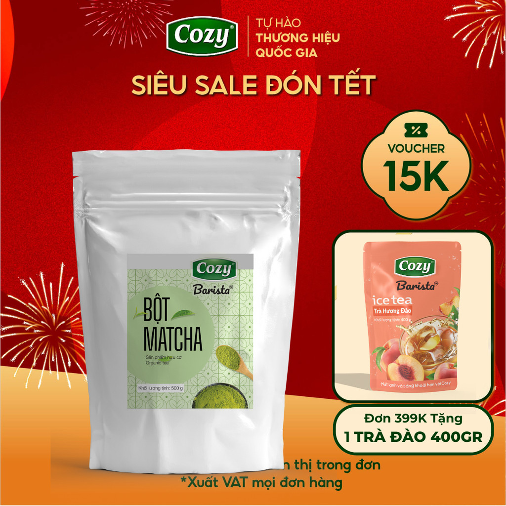   MUA 500GR TẶNG 400GR  Bột Matcha Cozy Túi Lớn 500gr Bột Trà Xanh Matcha Pha Latte Nguyên Chất Công Nghệ Nhật Bản 